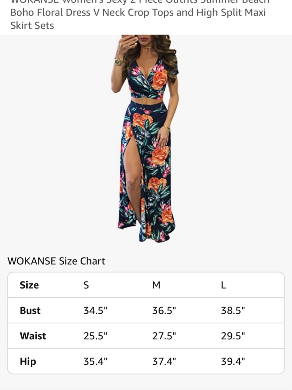 Floral Crop Top and High Split Maxi Skirt Set - Picture 5 of 7